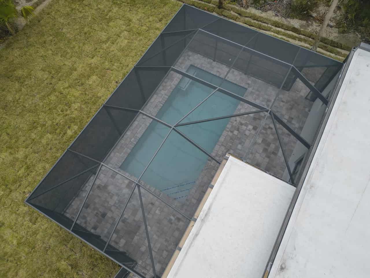 Aerial drone view of new pool construction — Venice, FL